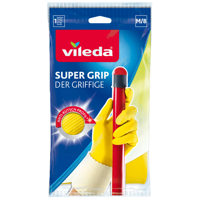 Vileda Super Grip – Gants en caoutchouc avec doigté