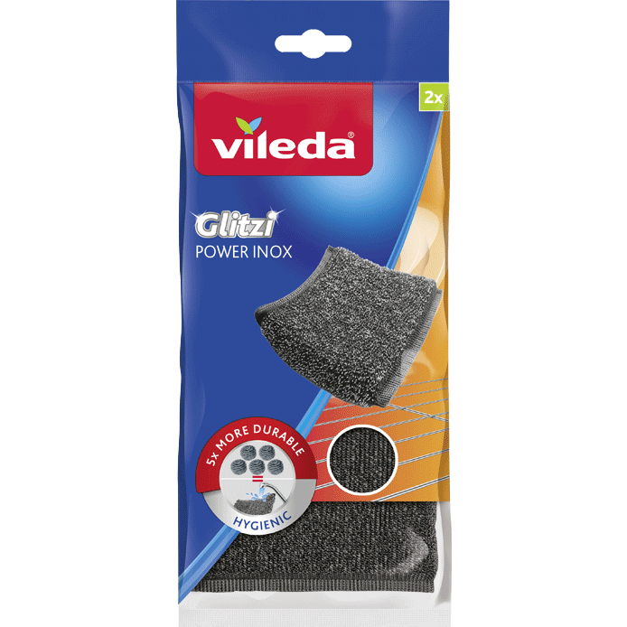 Vileda Glitzi Power Inox – Tampon métallique à récurer