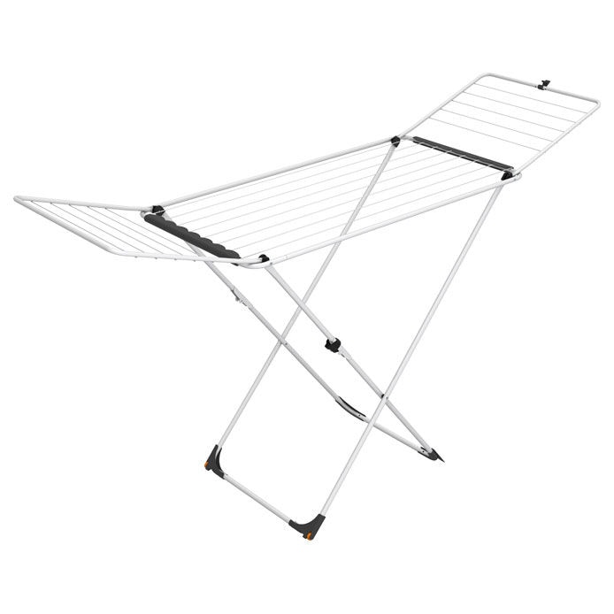 Vileda Extendable Clothes Drying Rack Foldable with Wheels White Aluminum/Resin 186-257 x 57 x 108 cm 